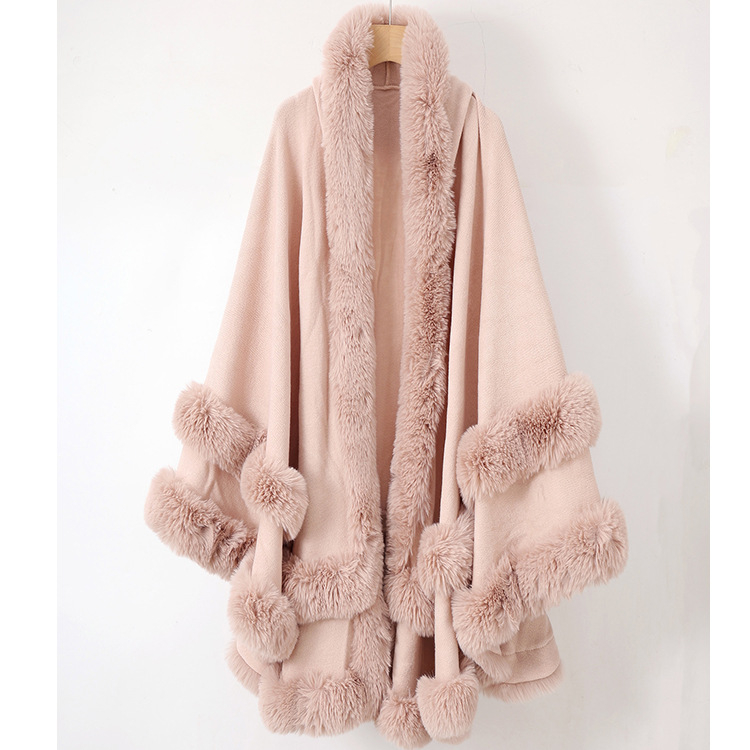 Πλεκτή κάπα-εσάρπα από ακρυλικό/ψεύτικη μαλλί, μονόχρωμο σχέδιο, πλέξη Jacquard, ζεστή για χειμώνα-φθινοπωρο-άνοιξη