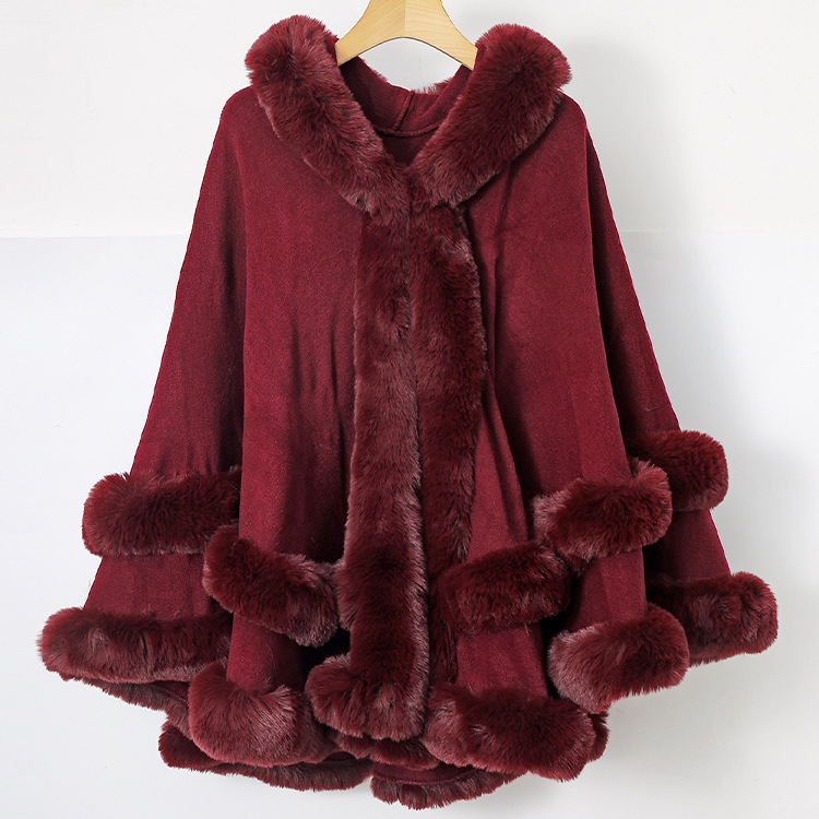 Πλεκτή κάπα-εσάρπα από ακρυλικό/ψεύτικη μαλλί, μονόχρωμο σχέδιο, πλέξη Jacquard, ζεστή για χειμώνα-φθινοπωρο-άνοιξη