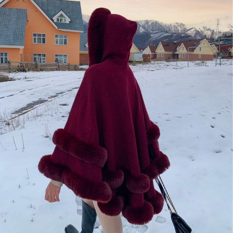 Πλεκτή κάπα-εσάρπα από ακρυλικό/ψεύτικη μαλλί, μονόχρωμο σχέδιο, πλέξη Jacquard, ζεστή για χειμώνα-φθινοπωρο-άνοιξη