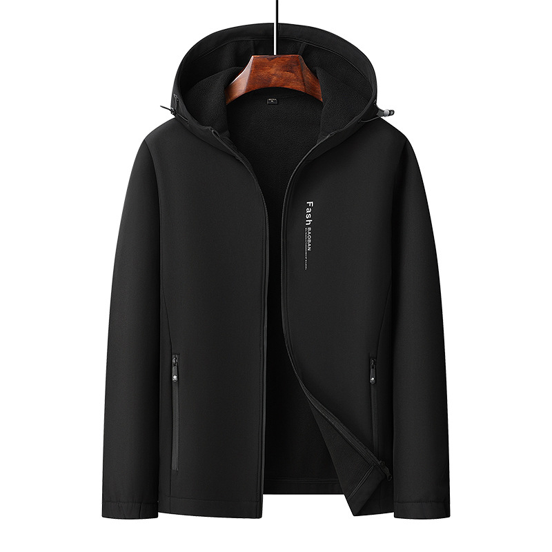 Kapucnis dzseki fleece béléssel, vastag és meleg, cipzáras záródás, álló gallér, külső poliészter