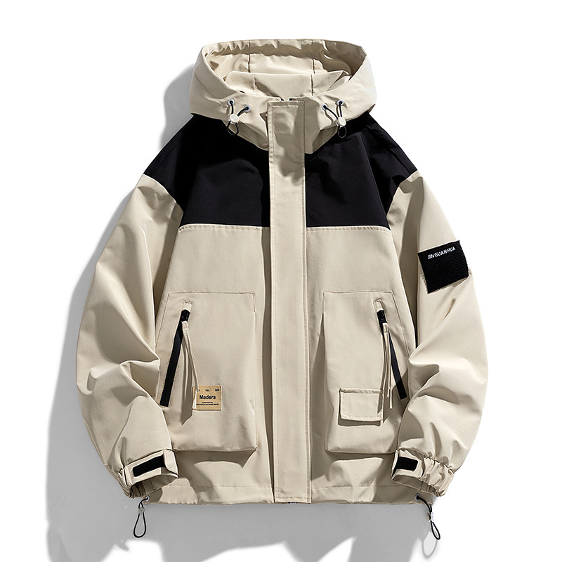 Muška jesenska jakna s kapuljom, prednji zip, slobodan kroj, lagan poliester, prozračna i odvodi vlagu