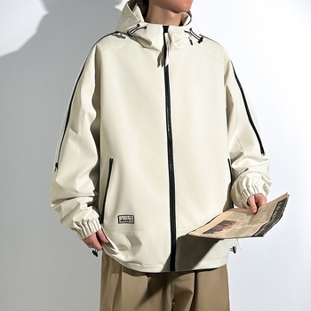 Vīriešu jaka ar kapuci, rāvējslēdzējs, brīvs piegriezums, ziemas sezona, plus izmērs