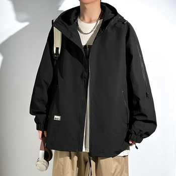 Vīriešu jaka ar kapuci, rāvējslēdzējs, brīvs piegriezums, ziemas sezona, plus izmērs