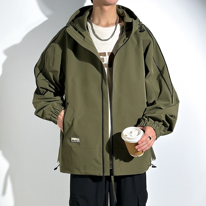 Vīriešu jaka ar kapuci, rāvējslēdzējs, brīvs piegriezums, ziemas sezona, plus izmērs