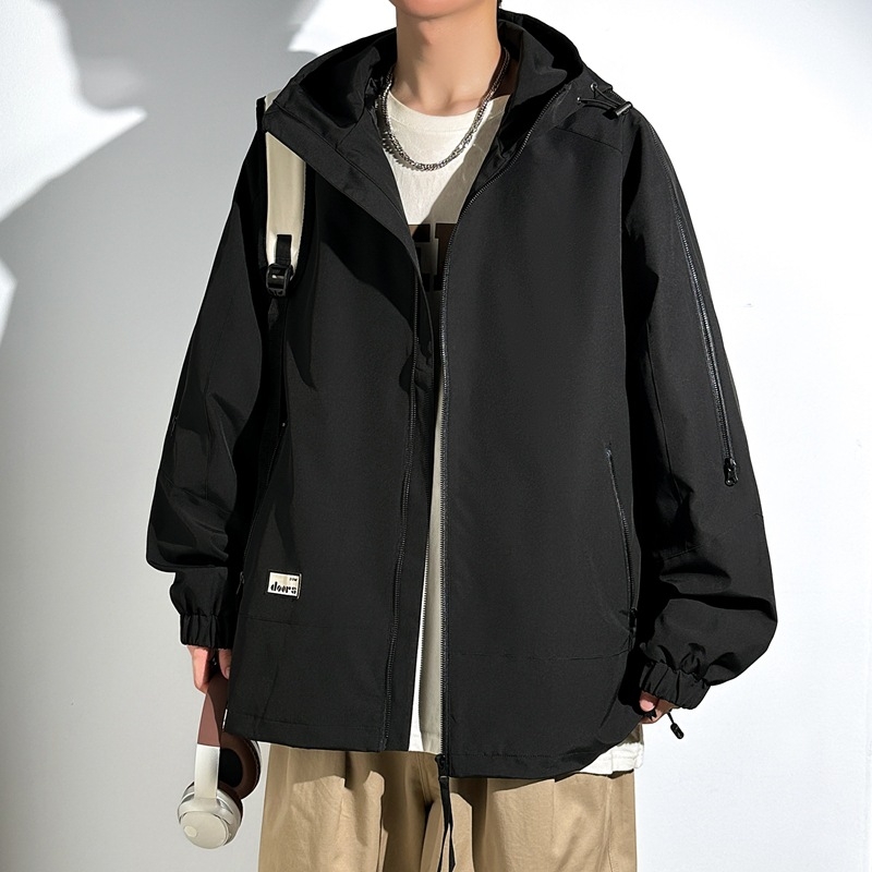 Vīriešu jaka ar kapuci, rāvējslēdzējs, brīvs piegriezums, ziemas sezona, plus izmērs