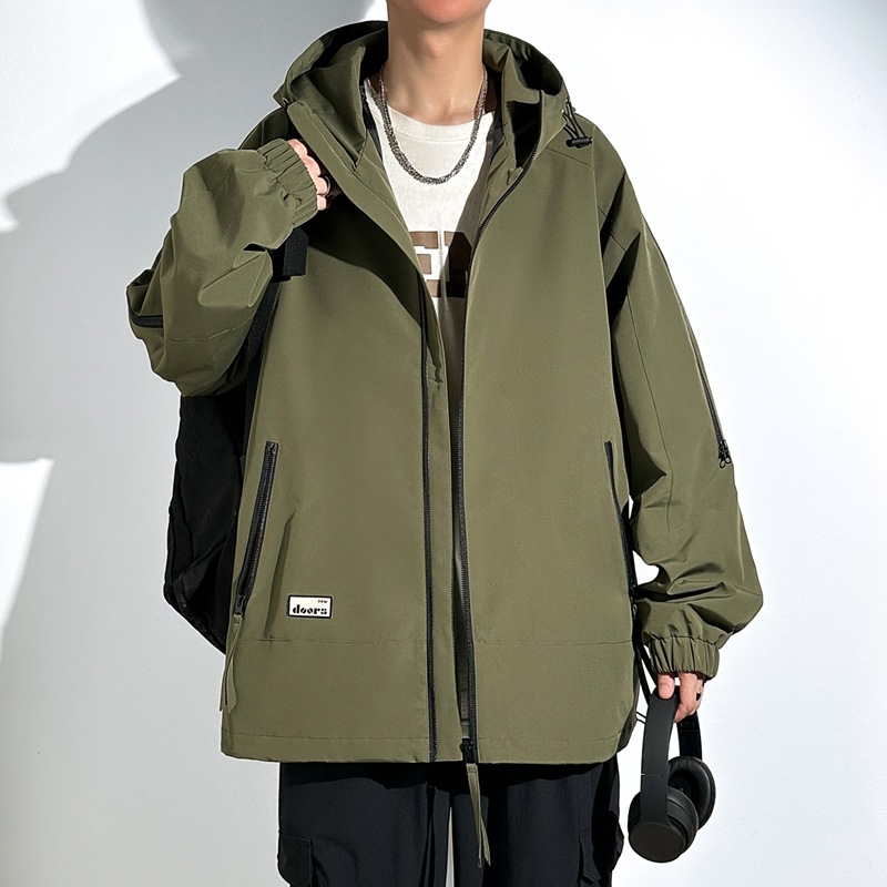 Vīriešu jaka ar kapuci, rāvējslēdzējs, brīvs piegriezums, ziemas sezona, plus izmērs