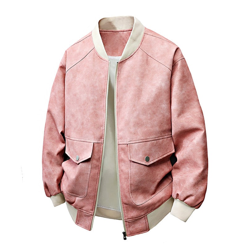 PU ādas jaka vīriešiem - vēja izturīga, ar kapuci, rāvējslēdzējs, pieguļošs griezums, ielas stils