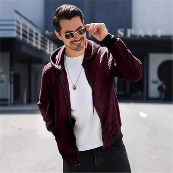 Pánska ľahká mikinová bunda s kapucňou, odvádza vlhkosť, bavlna-polyester, kórejský štýl, voľný strih