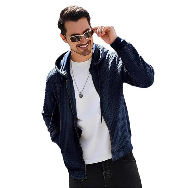 Pánska ľahká mikinová bunda s kapucňou, odvádza vlhkosť, bavlna-polyester, kórejský štýl, voľný strih