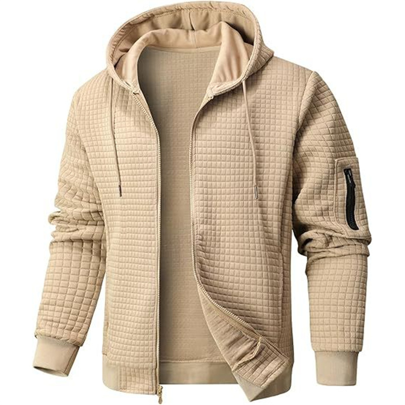 Pánska ľahká mikinová bunda s kapucňou, odvádza vlhkosť, bavlna-polyester, kórejský štýl, voľný strih