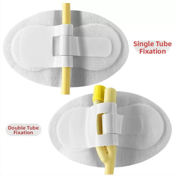 Αποστειρωμένος Φιξатор Καθετήρα με Οπή Αποχέτευσης, από μη υφαντό και ελαστικό ύφασμα, με ιατρικό κόλλητικό, ατομικά συσκευασμένο