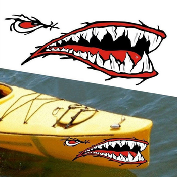 Miaokas PET Shark Mouth auto naljepnica – prilagodljiva, dizajn morsko-psa s zubima, montaža usisnom čašicom