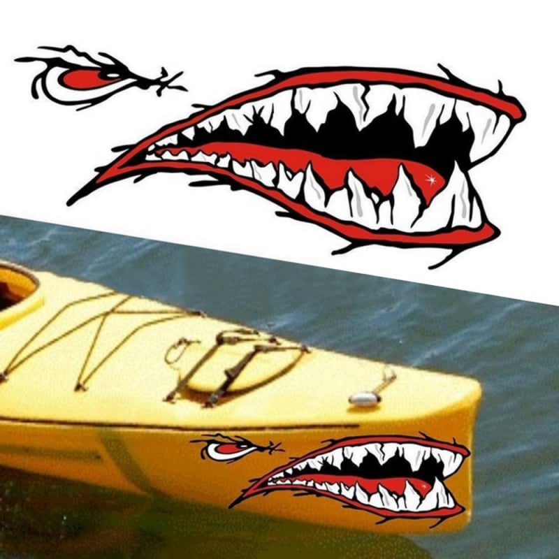 Miaokas PET Shark Mouth auto naljepnica – prilagodljiva, dizajn morsko-psa s zubima, montaža usisnom čašicom