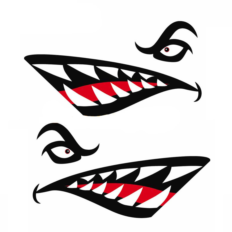 Miaokas PET Shark Mouth auto naljepnica – prilagodljiva, dizajn morsko-psa s zubima, montaža usisnom čašicom