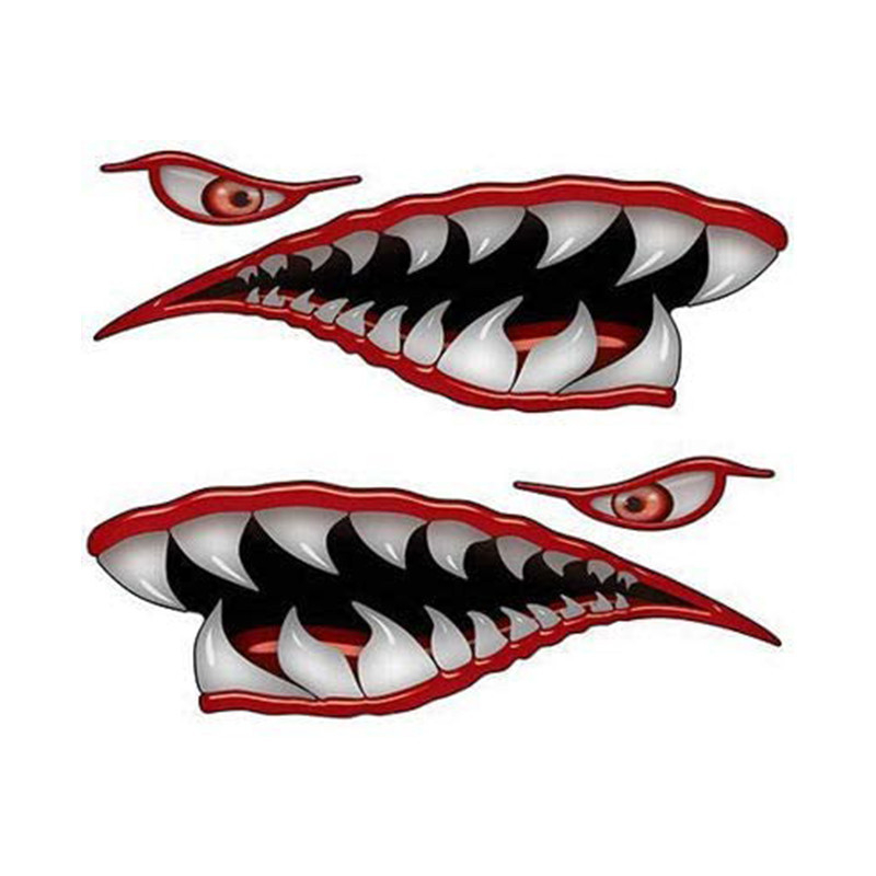 Miaokas PET Shark Mouth auto naljepnica – prilagodljiva, dizajn morsko-psa s zubima, montaža usisnom čašicom