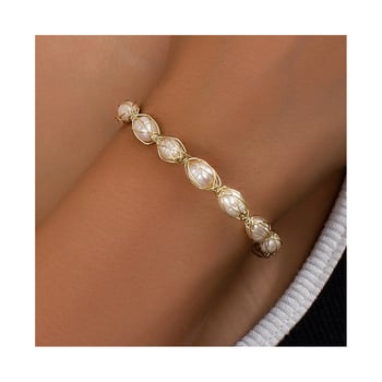 Bakrena geometrijska narukvica za žene, elektroplatirana, jednostavan stil