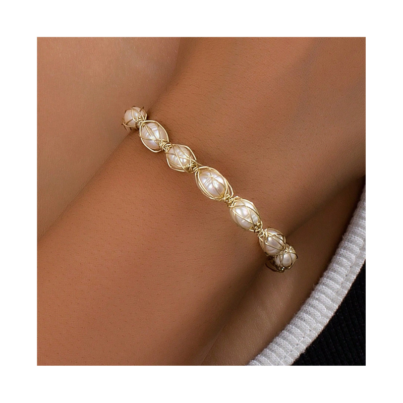 Bakrena geometrijska narukvica za žene, elektroplatirana, jednostavan stil