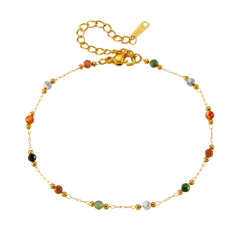 Qianyue гривна от неръждаема стомана с електроплатиране и камъни — женски модни аксесоари, Есен 2024