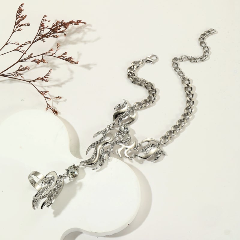 Пръстова гривна – цинкова сплав, диамантена обработка, геометричен дизайн, женски стил сладък и свеж