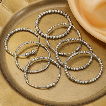 Uniszex kézzel készített geometriai mintázatú gyöngy karkötő szett gyöngyházhéj gyöngyökkel