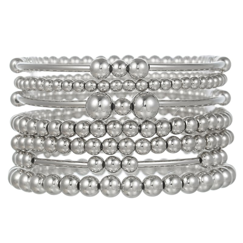 Uniszex kézzel készített geometriai mintázatú gyöngy karkötő szett gyöngyházhéj gyöngyökkel