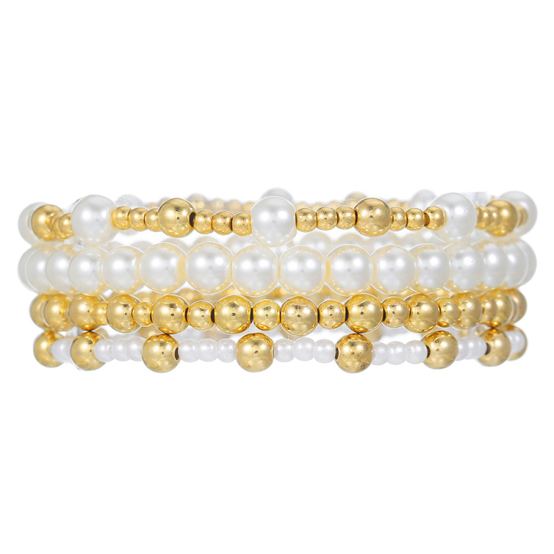 Uniszex kézzel készített geometriai mintázatú gyöngy karkötő szett gyöngyházhéj gyöngyökkel