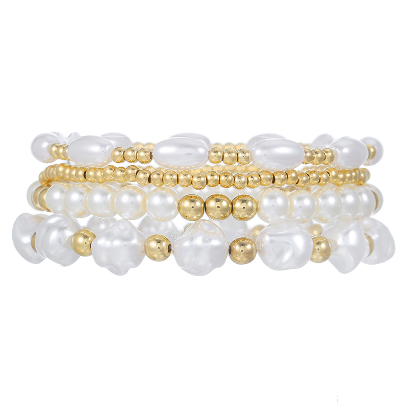 Uniszex kézzel készített geometriai mintázatú gyöngy karkötő szett gyöngyházhéj gyöngyökkel