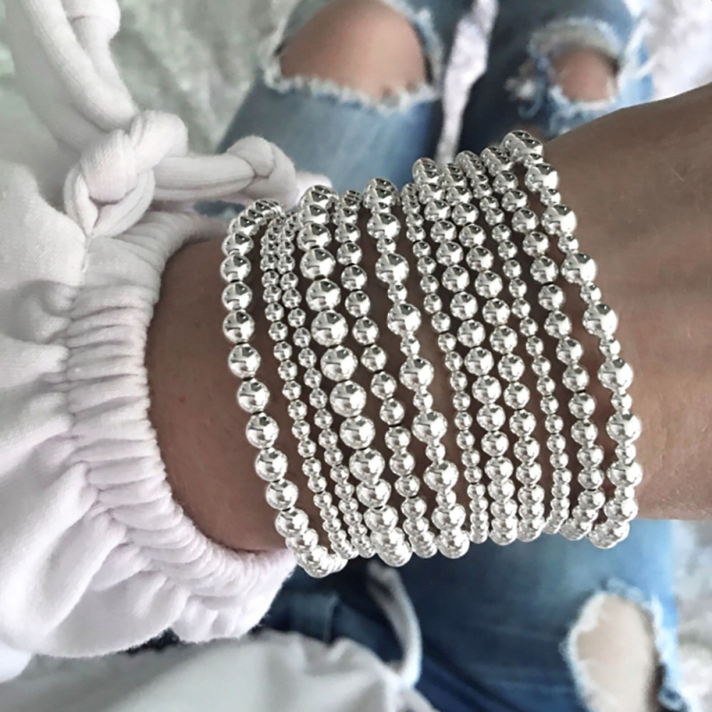 Uniszex kézzel készített geometriai mintázatú gyöngy karkötő szett gyöngyházhéj gyöngyökkel