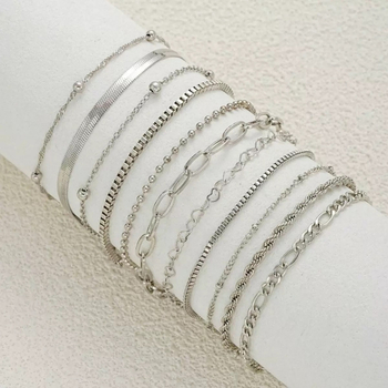 Комплект гривни за ръка от метал с електроплакиране – Galin Jewelry, дамски стил, ръчни накити