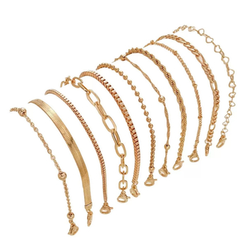 Комплект гривни за ръка от метал с електроплакиране – Galin Jewelry, дамски стил, ръчни накити