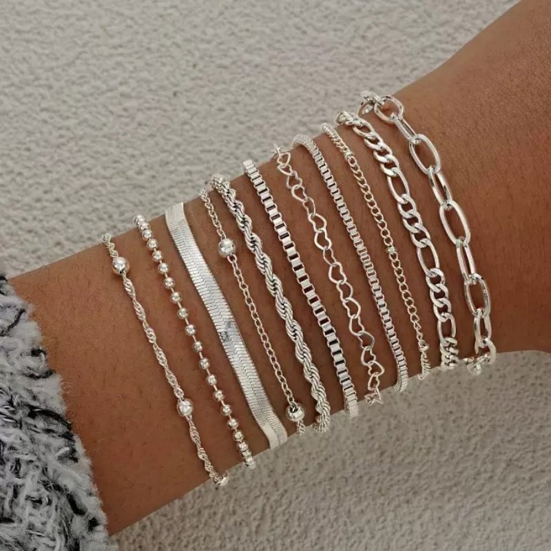 Комплект гривни за ръка от метал с електроплакиране – Galin Jewelry, дамски стил, ръчни накити