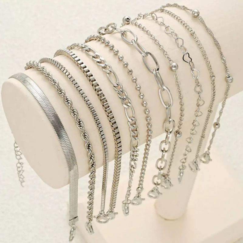 Комплект гривни за ръка от метал с електроплакиране – Galin Jewelry, дамски стил, ръчни накити