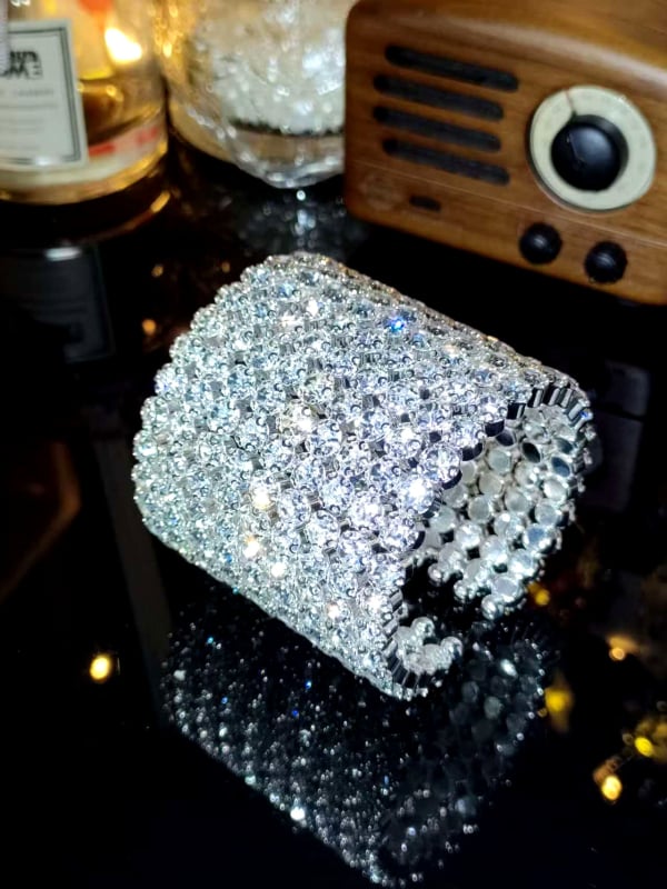 Prstenasta narukvica s višeslojnim kristalima za žene – za latino, ballroom i belly dance, dijamantni završetak