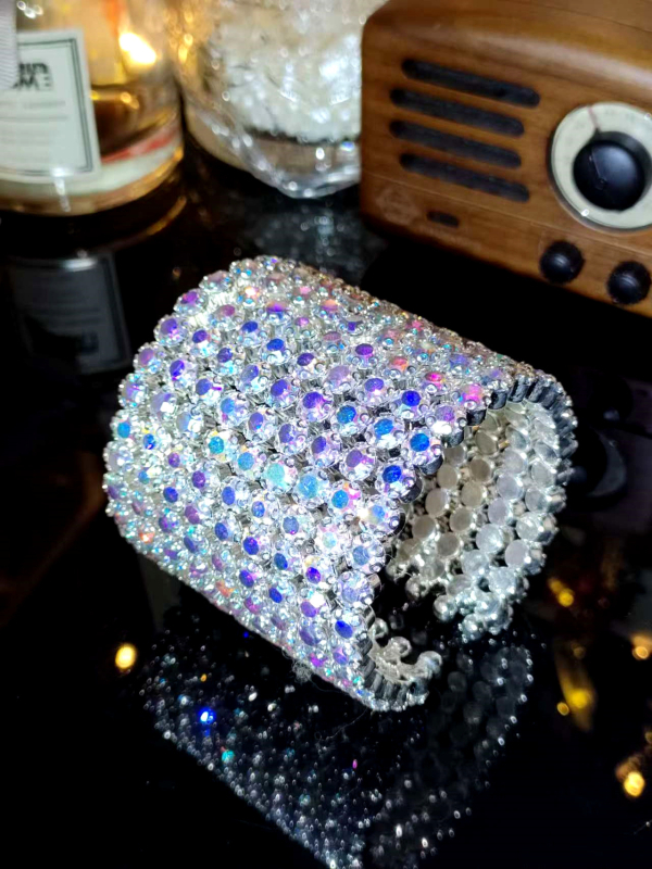 Prstenasta narukvica s višeslojnim kristalima za žene – za latino, ballroom i belly dance, dijamantni završetak