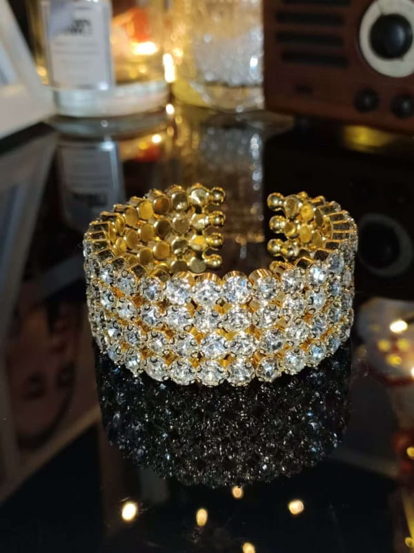 Prstenasta narukvica s višeslojnim kristalima za žene – za latino, ballroom i belly dance, dijamantni završetak