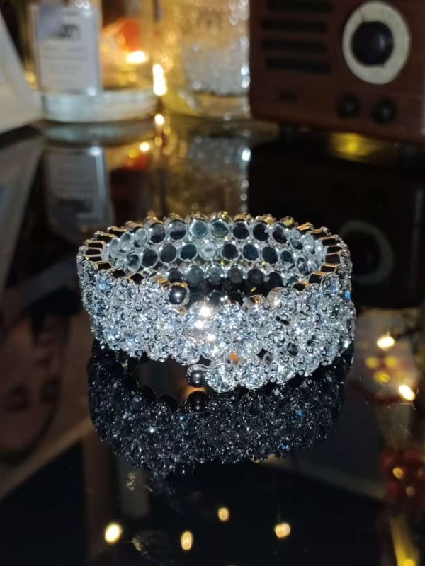 Prstenasta narukvica s višeslojnim kristalima za žene – za latino, ballroom i belly dance, dijamantni završetak