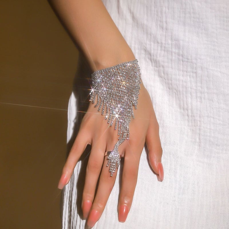 Prstenasta narukvica s višeslojnim kristalima za žene – za latino, ballroom i belly dance, dijamantni završetak