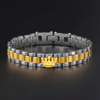 Brățară în formă de coroană din oțel inoxidabil – unisex, design original minimalist