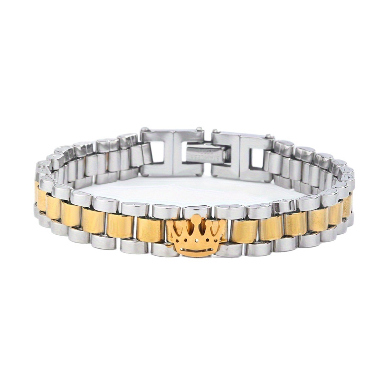 Brățară în formă de coroană din oțel inoxidabil – unisex, design original minimalist