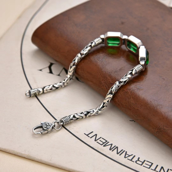 Narukvica od srebra 925, unisex zvjezdasti oblik, četvrtasti dijamantni elementi, drevni književni retro stil