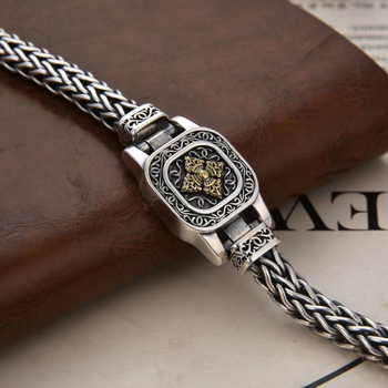 Bakrena ručno pletena narukvica s motivom Vajra, geometrijski dizajn, ljeto 2024