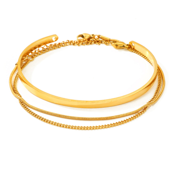 3-dijelni set narukvica od nehrđajućeg čelika – slojevite, s lancima zmije, kutijske i kubanske – geometrijski stil, unisex nakit, elektroplatirano