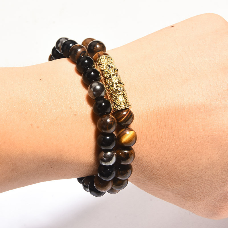 Unisex narukvica s oblikom krune od agat, mikropavé