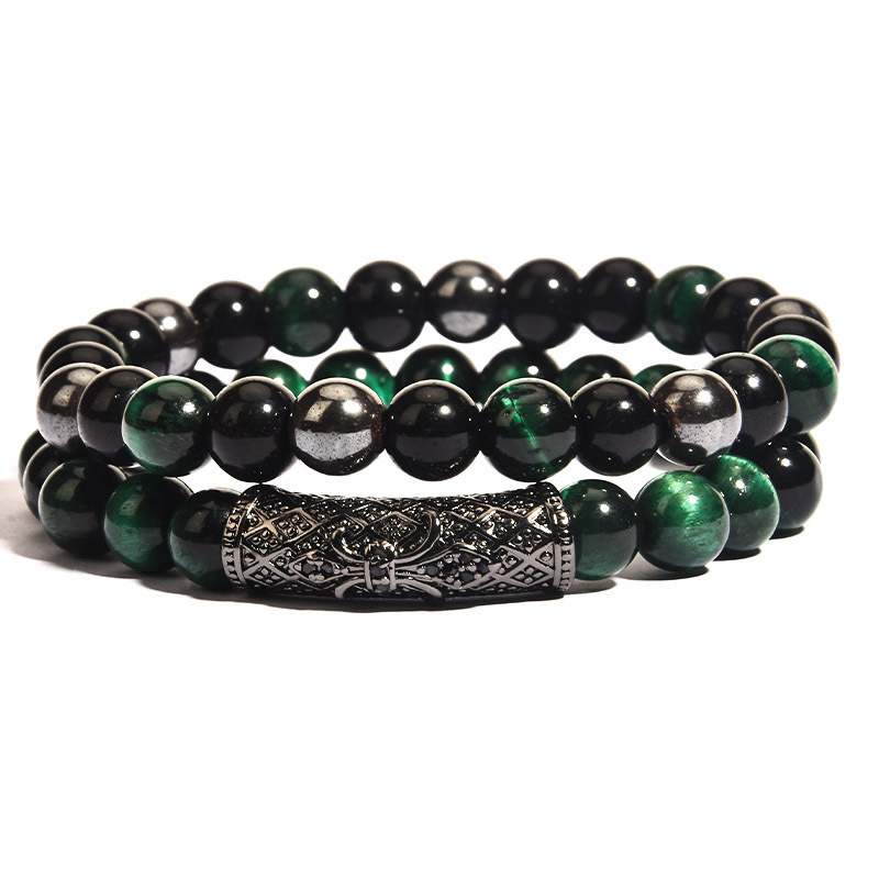 Unisex narukvica s oblikom krune od agat, mikropavé