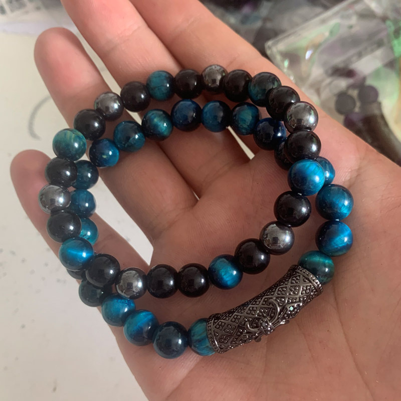 Unisex narukvica s oblikom krune od agat, mikropavé