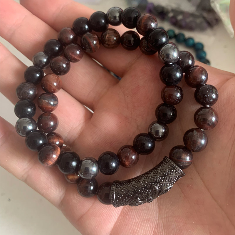 Unisex narukvica s oblikom krune od agat, mikropavé