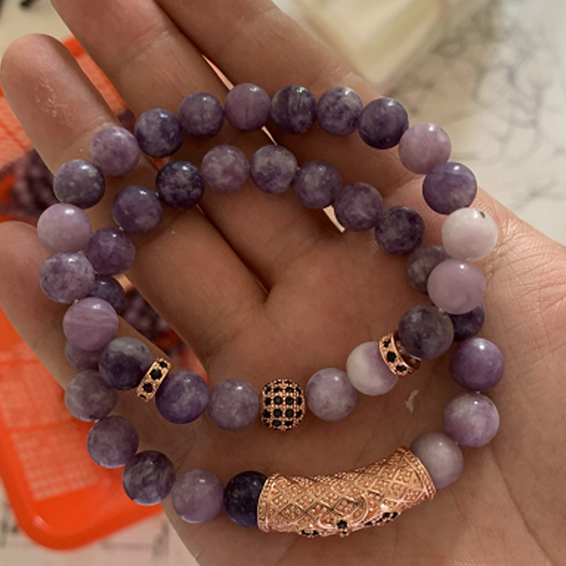 Unisex narukvica s oblikom krune od agat, mikropavé