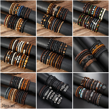 Xinghe Brățări din lemn cu mărgele – unisex, stil etnic, design geometric, realizate manual