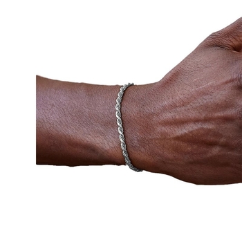 S925 ezüst hullámlánc karkötő – twist-ös szövésű dizájn, uniszex pár, elektroplattolt felület