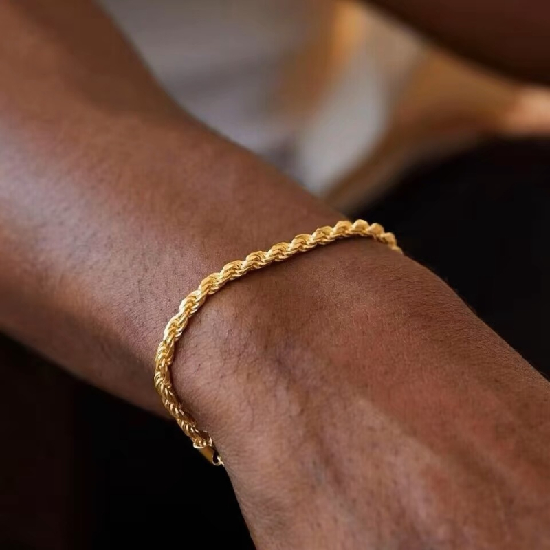 S925 ezüst hullámlánc karkötő – twist-ös szövésű dizájn, uniszex pár, elektroplattolt felület